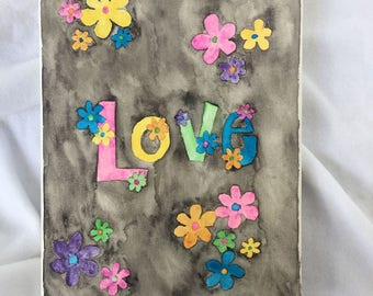 Original Watercolor Painting - Love - Flowers