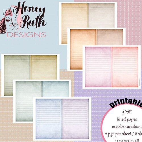 Printable Journal Pages 5 X 8 Lined Page Vintage - Etsy
