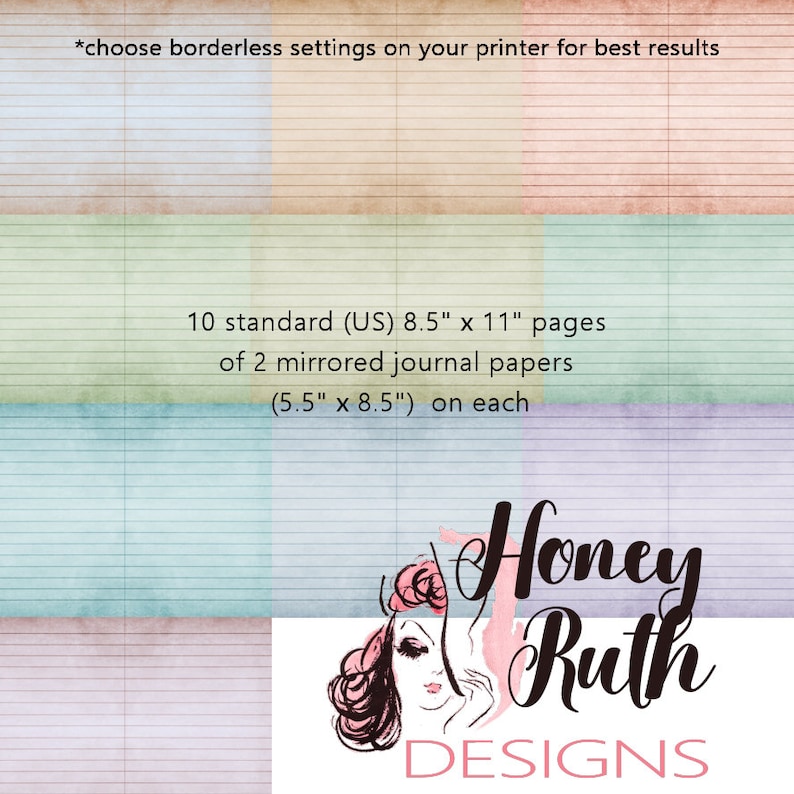 Printable Vintage Lined Journal Pages: Colorful DIY Book Crafts ...