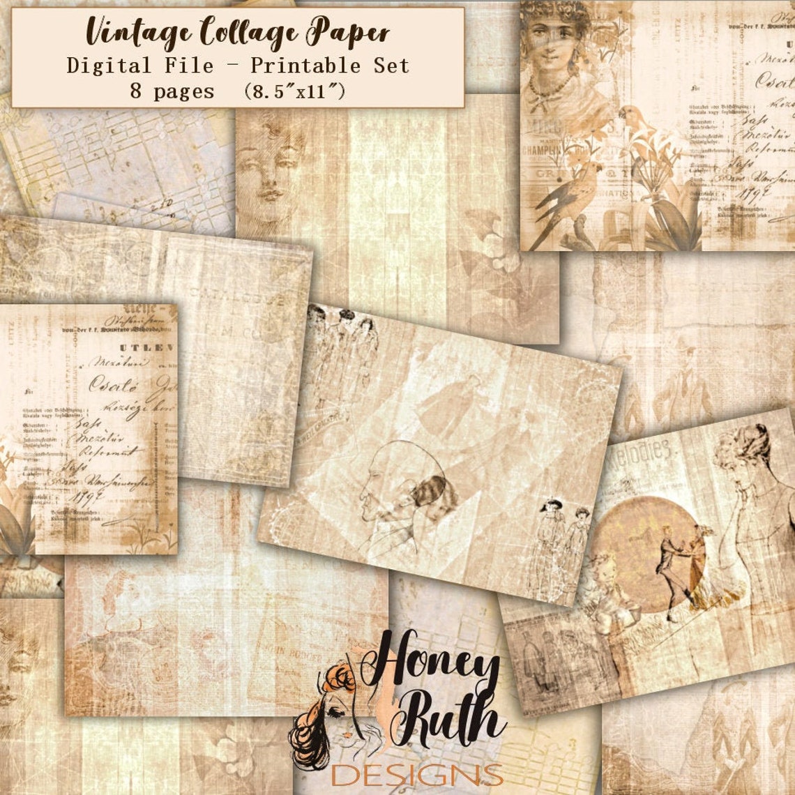 Instant Digital Download Antique Vintage Collage Sheets | Etsy