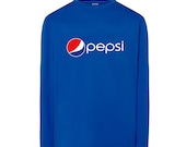 New Pepsi Logo Printed Tee Crew Neck Cotton Long Sleeve T-shirt