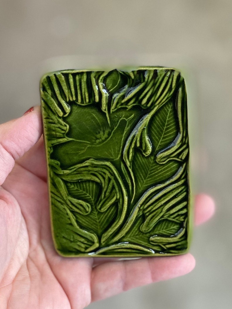 Poppy Glass Tile Green Poppy Wall Tile - Etsy