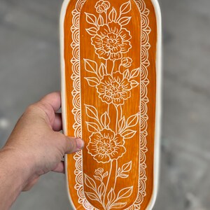 Orange Marigold Oval Plate