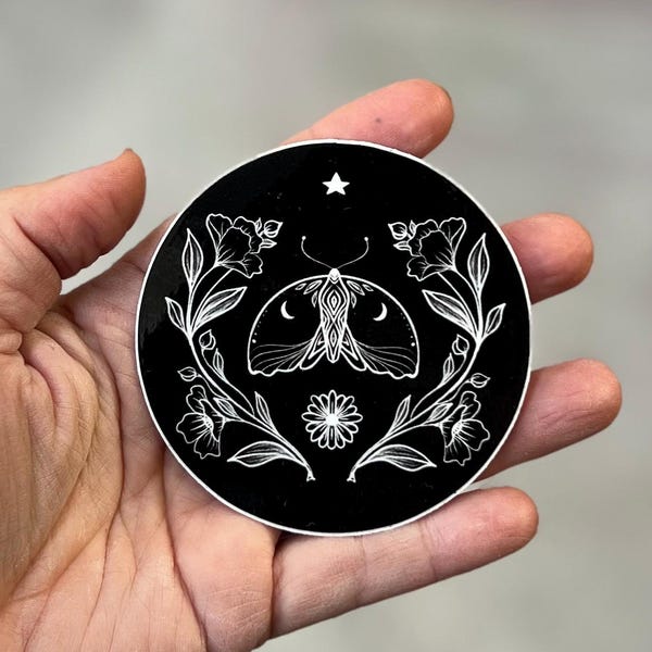 Floral Moth Sticker