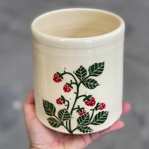 Strawberry Utensil Holder Crock
