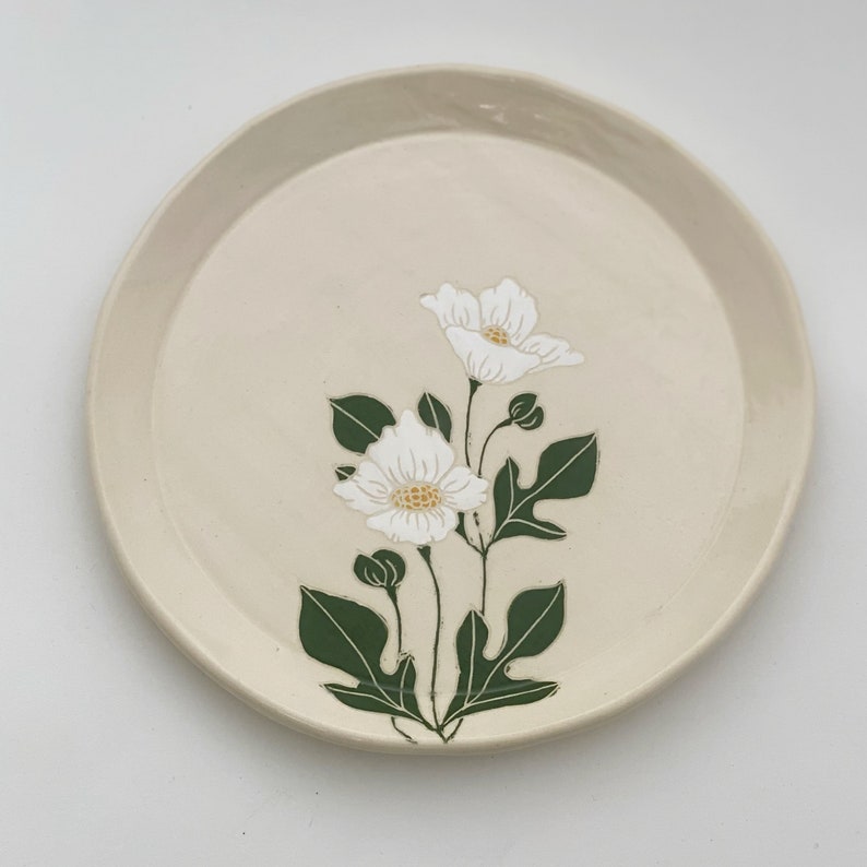 Newest Matilija Poppy Pottery Plate 9”