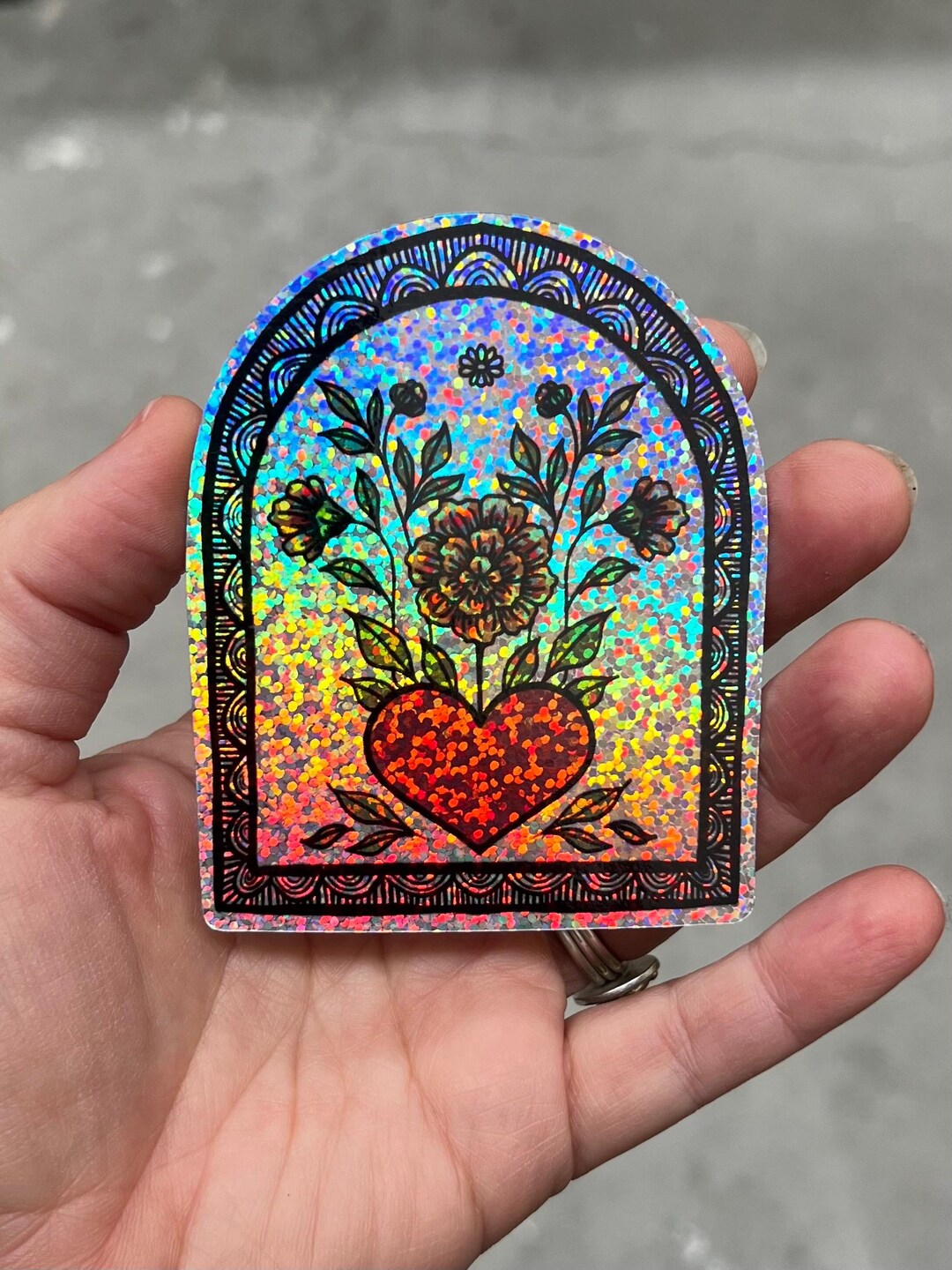 Marigold Heart Glitter Sticker - Etsy