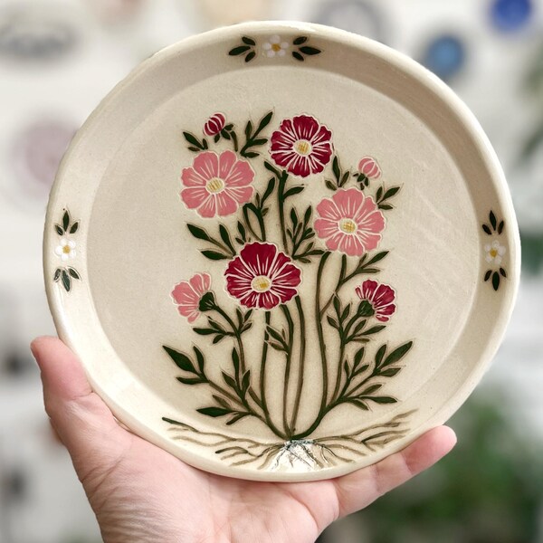 Pink Cosmos Wall Plate 7.5"