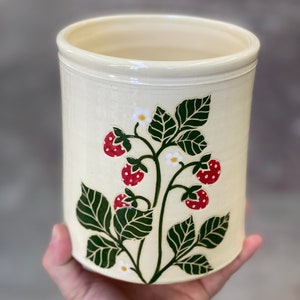 Strawberry Utensil Holder Crock