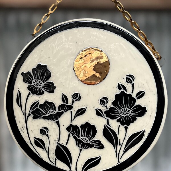 Golden Moon Ceramic Wall Art