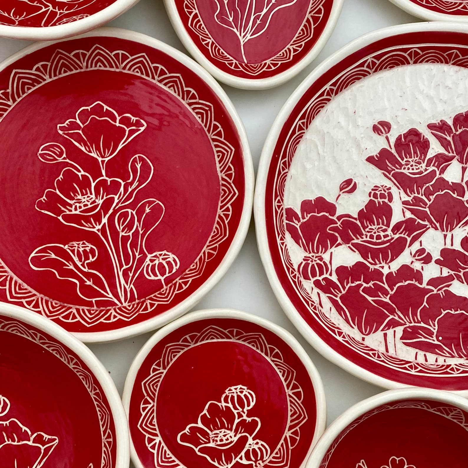 Red Poppy Pottery Cereal Bowl Etsy