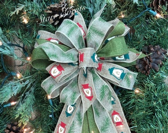 Christmas wreath bows Christmas decorations Bows with lanterns Rustic Christmas bows Christmas ribbon Christmas decor Christmas lantern bow