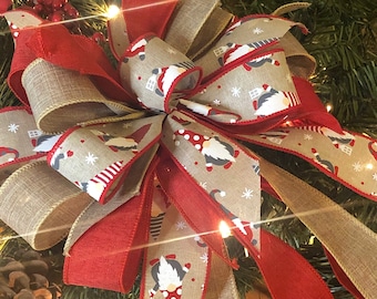 Gnome Christmas bows. Rustic gnome bow. Rustic Christmas decor. Christmas Gnome decorations Rustic Christmas wreath bow. Bows with gnomes