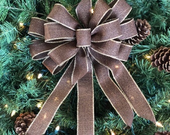 Brown and gold Christmas decorations Christmas bows Brown Christmas ribbon Christmas decor Brown and gold Christmas bow Christmas wreath bow