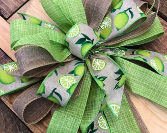 Lime Wreath bow. Lime ribbon. Bows for wreaths. Summer wreath bows. Spring wreath bows. Summer decor Spring decor. Lime lantern bow