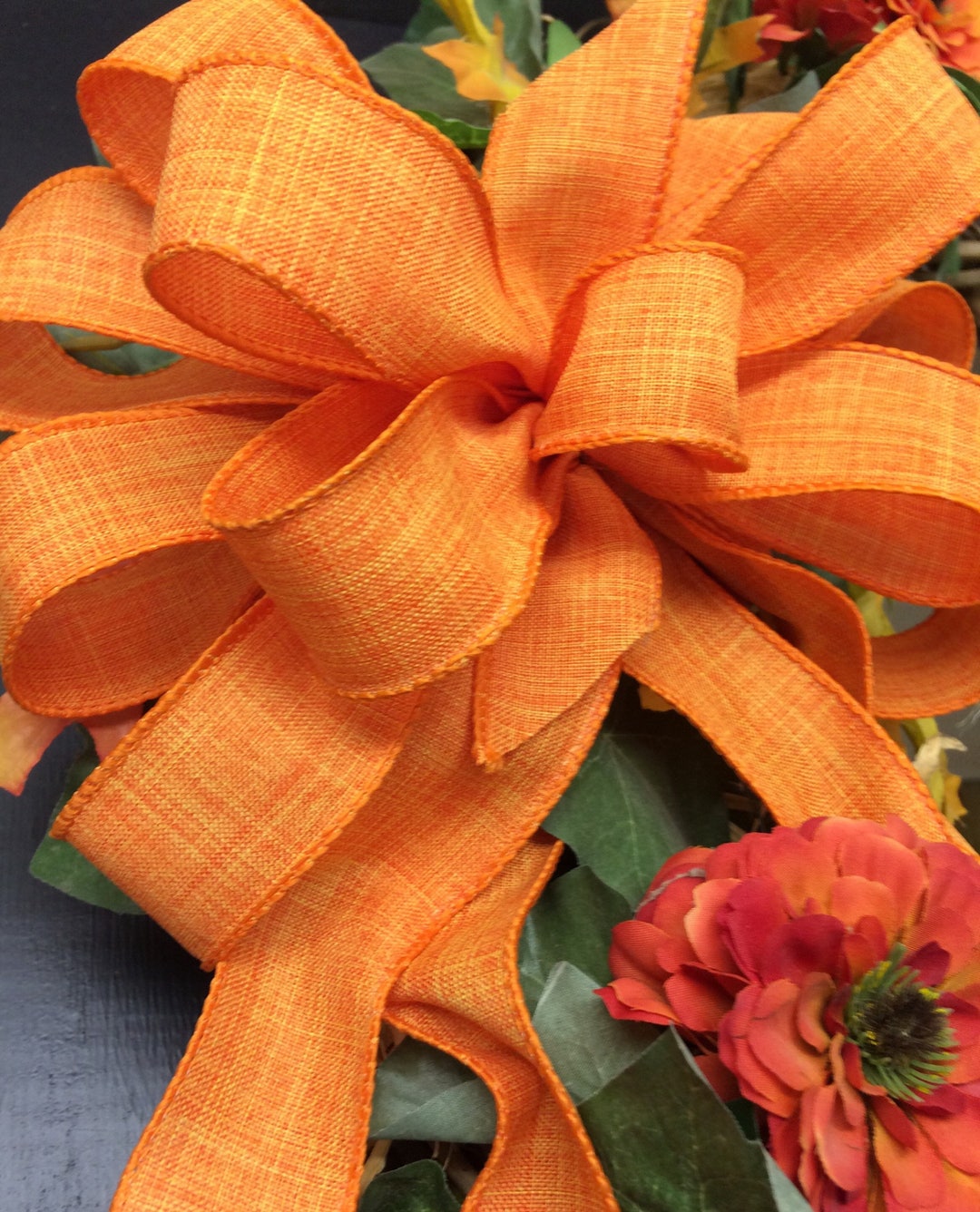 Fall Wreath Bow. Orange Ribbon. Fall Bows. Fall Decor. Orange Etsy