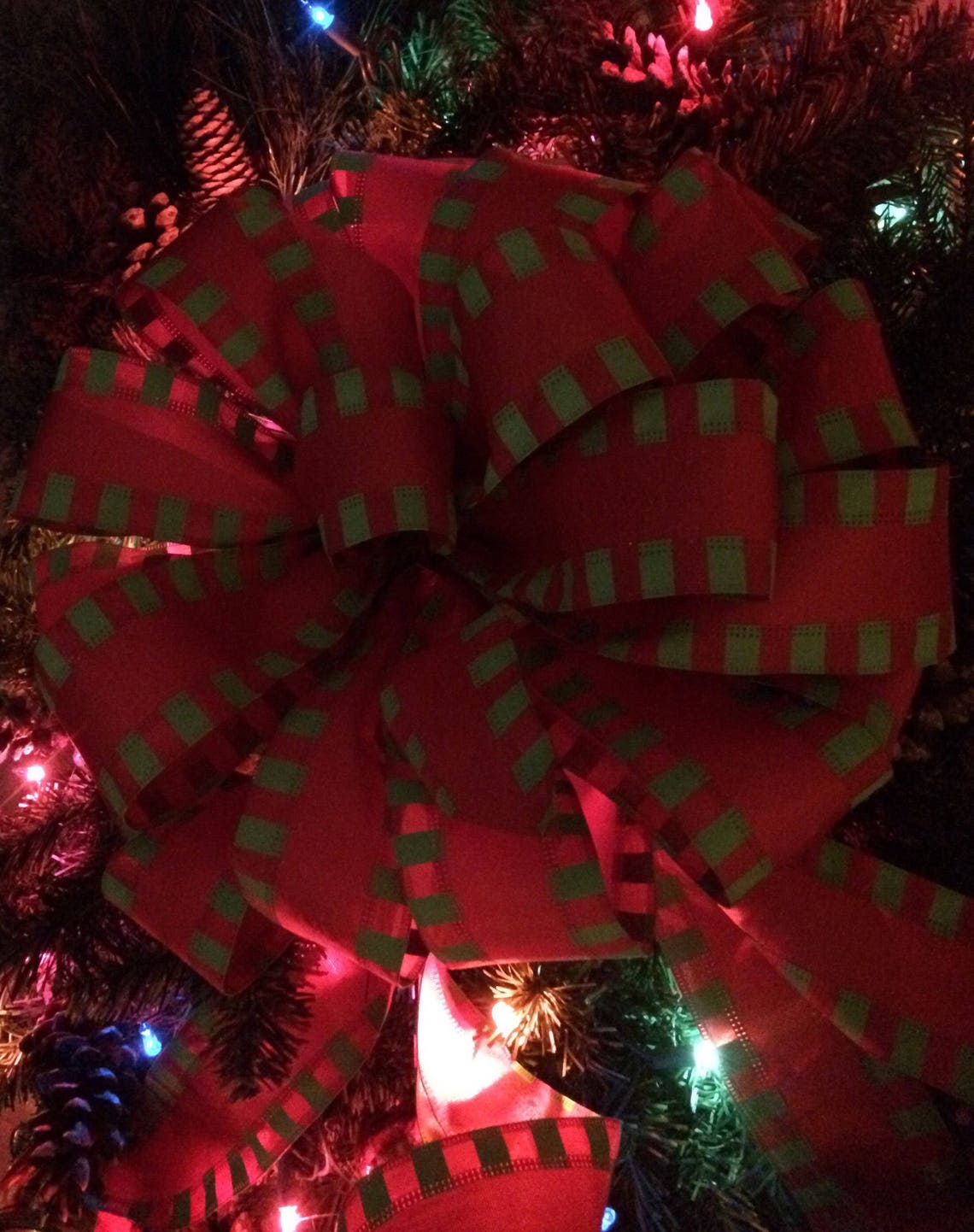 Red and green Christmas tree topper. Christmas bows with 4 Etsy