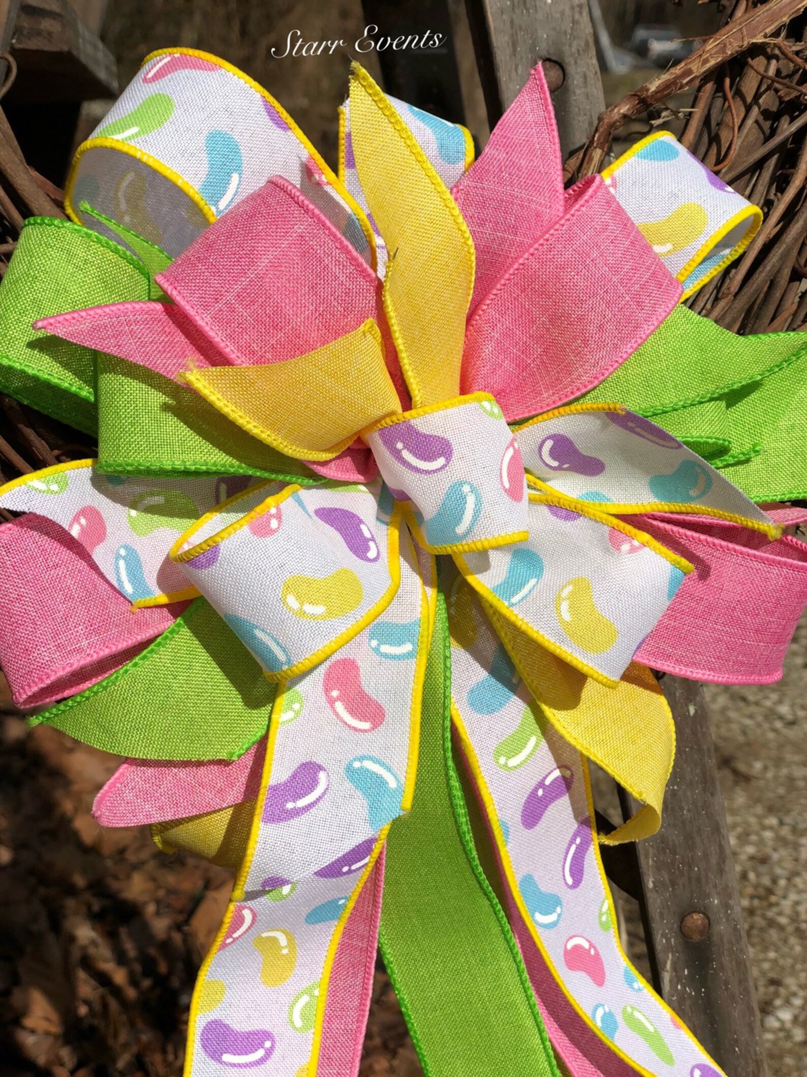 Jelly Bean Easter Bow. Easter Decor. Easter Wreath Bow. Easter Etsy