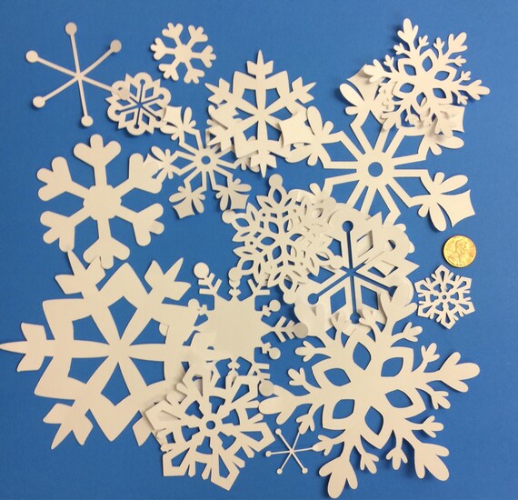 Snowflake Cuts Set Of 15 Assorted Snowflake Cut Outs Etsy
