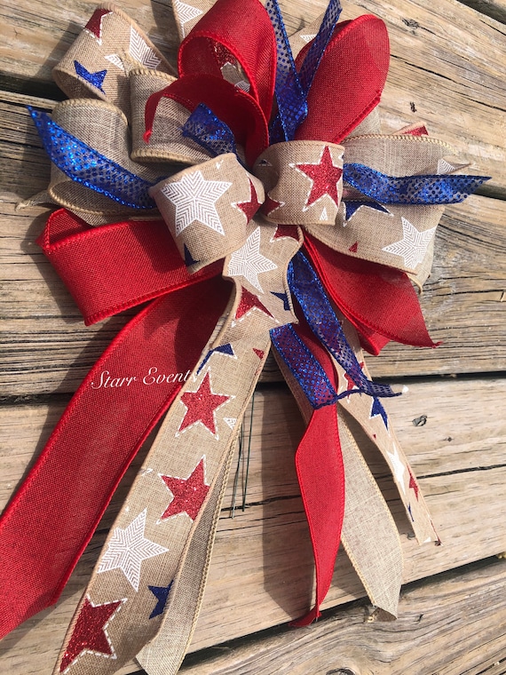 Fourth of July decor Wreath bow. Patriotic bows. Americana decor. Bows for July 4th Fourth of July bows. Rustic bows Patriotic decor