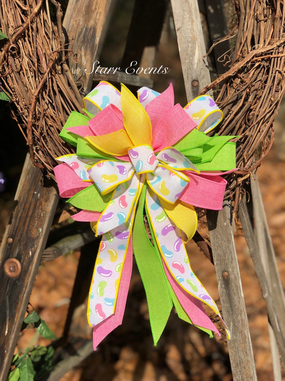 Jelly Bean Easter Bow. Easter Decor. Easter Wreath Bow. Easter Etsy