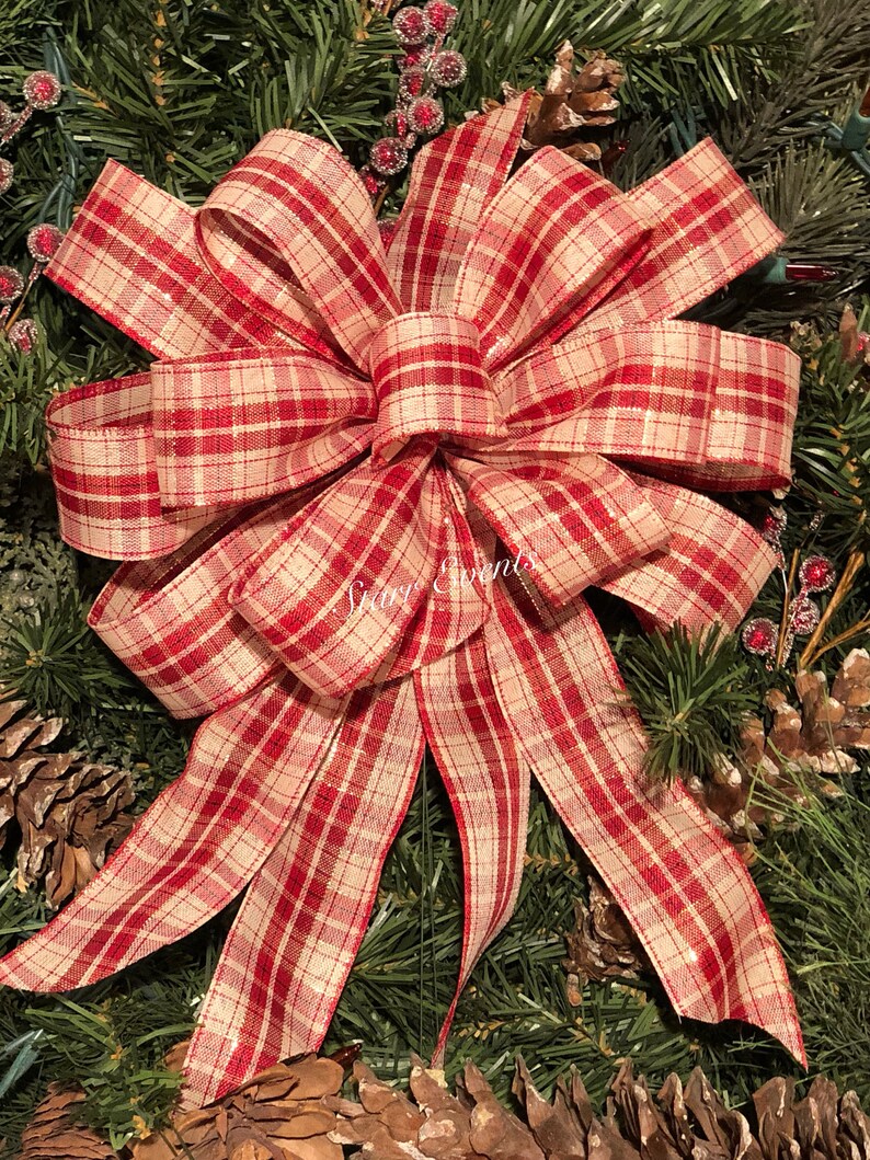 Rustic Christmas Decorations. Plaid Bows Rustic Christmas Etsy