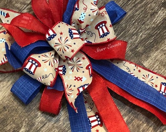 Fourth of July decor Wreath bows Patriotic bows Memorial day decor Rustic American flag Bows for July 4th Memorial day bows Patriotic decor