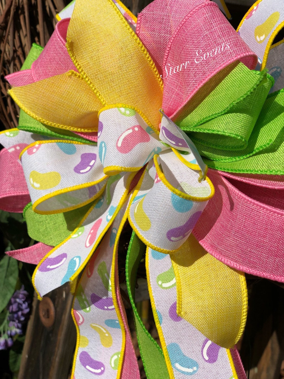 Jelly Bean Easter Bow. Easter Decor. Easter Wreath Bow. Easter Etsy