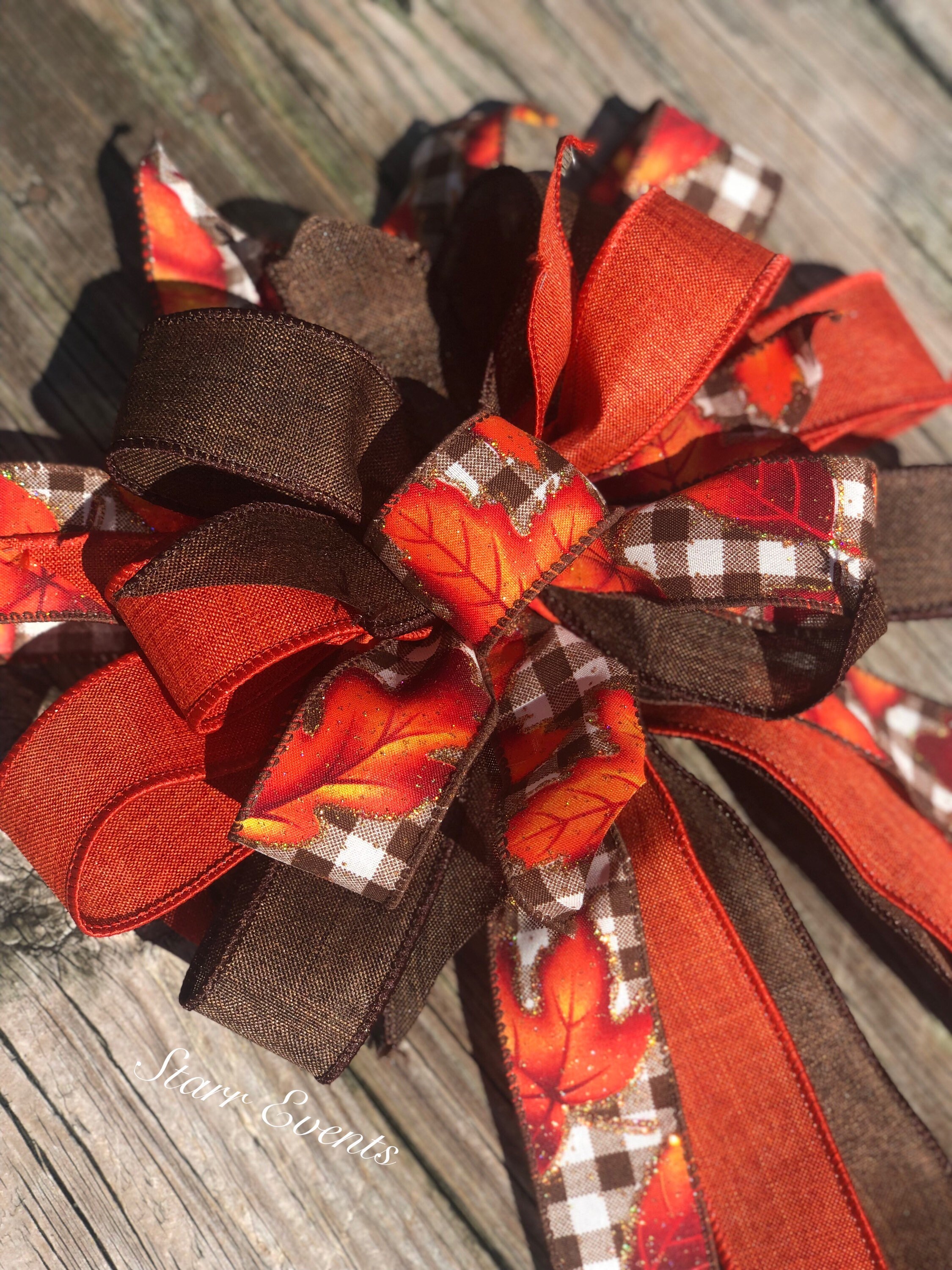 Fall Wreath Bow. Bows for Wreaths Plaid Fall Bows With Leaves Etsy