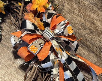 Fall Wreath bow Bows for wreaths Fall bows with pumpkins Fall decor Fall decorations Lantern bows Thanksgiving decor