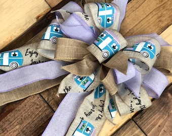 Camper Wreath bow. Camper ribbon. Camper decor Summer wreath bow. Camper Summer bows. Lavender bows. Summer decor. Summer decorations