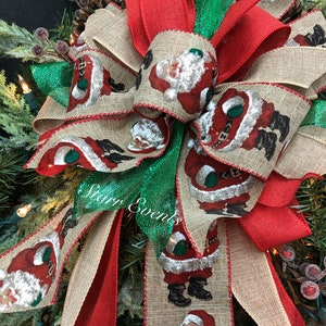 Rustic Christmas Bow Santa Christmas Wreath Bows. Rustic Christmas ...