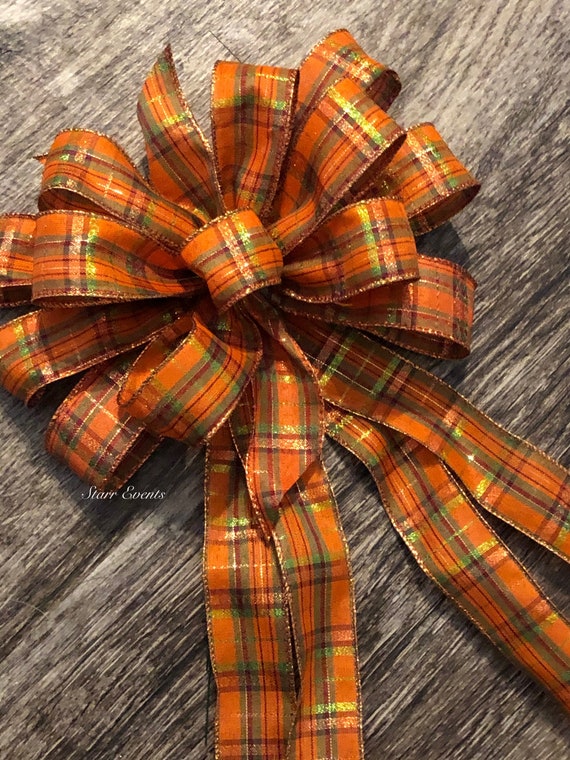 Rustic fall decorations. Plaid bows Rustic fall decor Rustic fall bows Rustic fall ribbon. Fall wreath bow. Fall wreath decor. Halloween bow