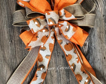 Fall Wreath bow. fall bows. Pumpkin pie bows. Bows with pumpkin pie ribbon. Fall decor Fall decorations Fall door hanger Bows for wreaths