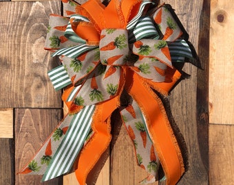 Easter Bows for wreaths Rustic Easter decor Faux burlap Easter Wreath bow Easter decorations Carrot bow Spring bows. Spring wreath bow