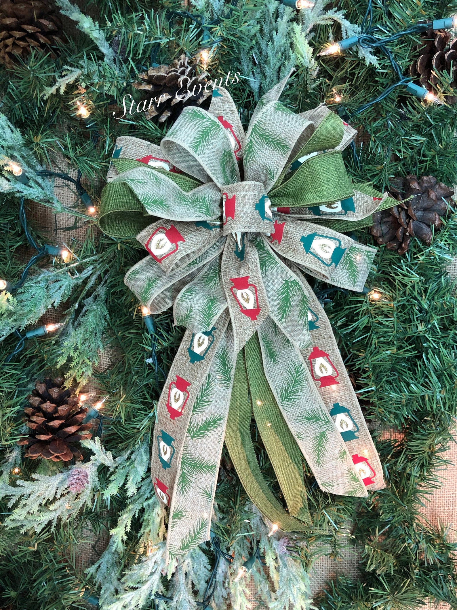 Christmas Wreath Bows Christmas Decorations Bows With Lanterns Etsy Il 1588xN.2069107392 7257