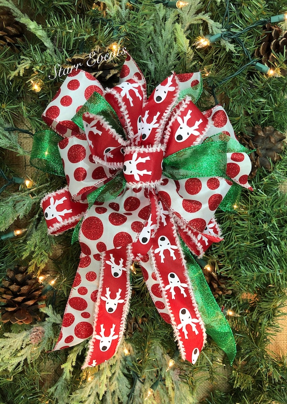 Christmas Wreath Bows Whimsical Christmas Decorations. Red and