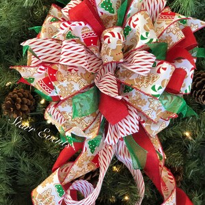 Christmas Ribbon Man Gingerbread Man Christmas Tree Topper Gingerbread Christmas Tree Bow ...