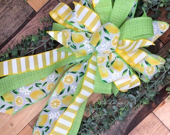 Lemon Wreath bow. Lemon decor. Bows for wreaths with lemons. Summer wreath bows. Spring wreath bows. Summer decor Spring decor.