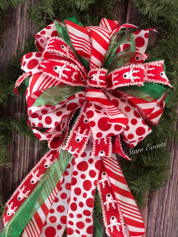 Christmas Wreath Bows Whimsical Christmas Decorations. Red and