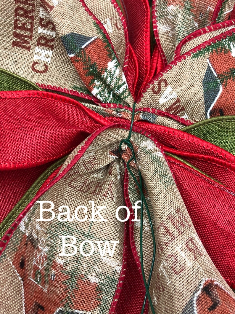 Farmhouse Bow Rustic Christmas Decor Rustic Christmas Ribbon Vintage ...