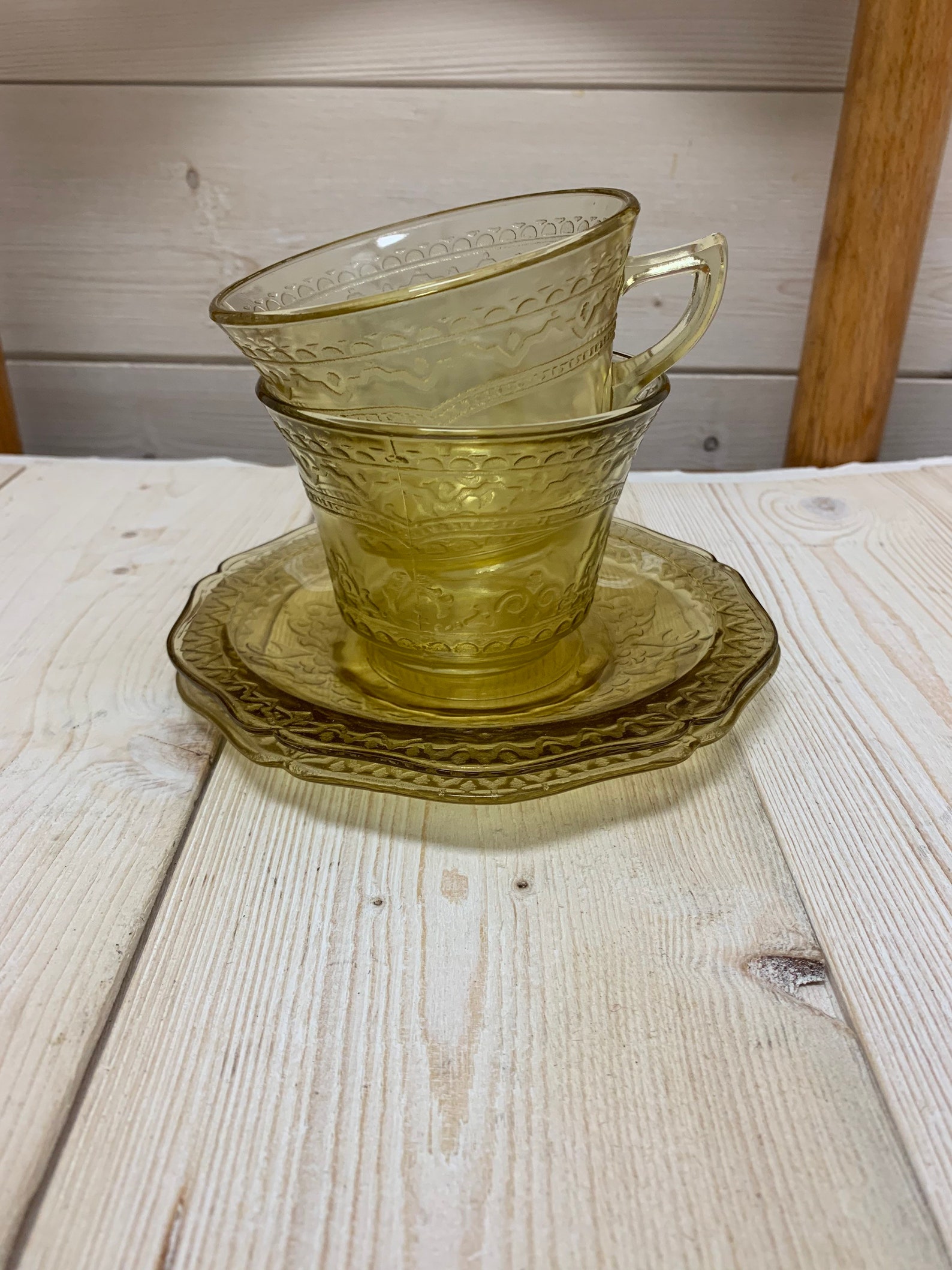 Yellow Depression Era Coffee Cups and Saucers Etsy