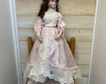 Court Of Dolls. Porcelain Doll Hand Made  28” inches tall. Lavenda.