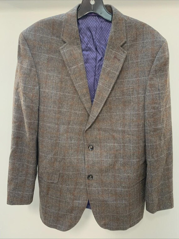 Ted Baker, Ted Baker Endurance Vintage Men's Wool Cashmere Plaid Blazer Brown Purple 42R