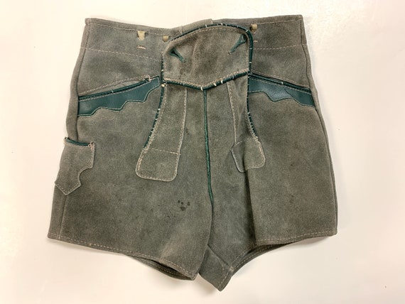 Vintage Lederhosen Shorts Boys Leather Suede - image 1