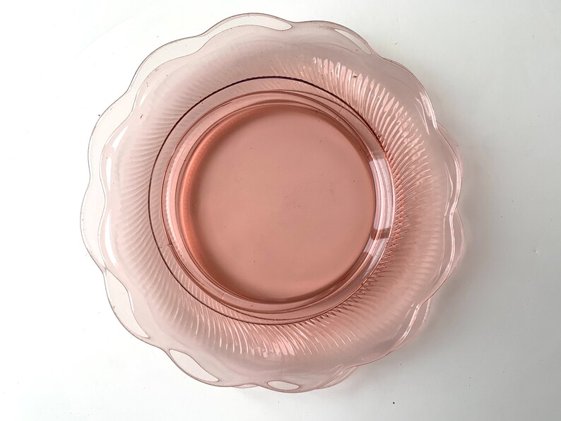Vintage Pink Scallop Depression Glass Plates Set of 2 Etsy