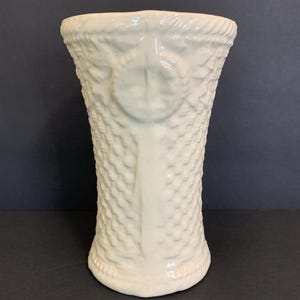 McCoy Vintage White Basketweave Vase 7"