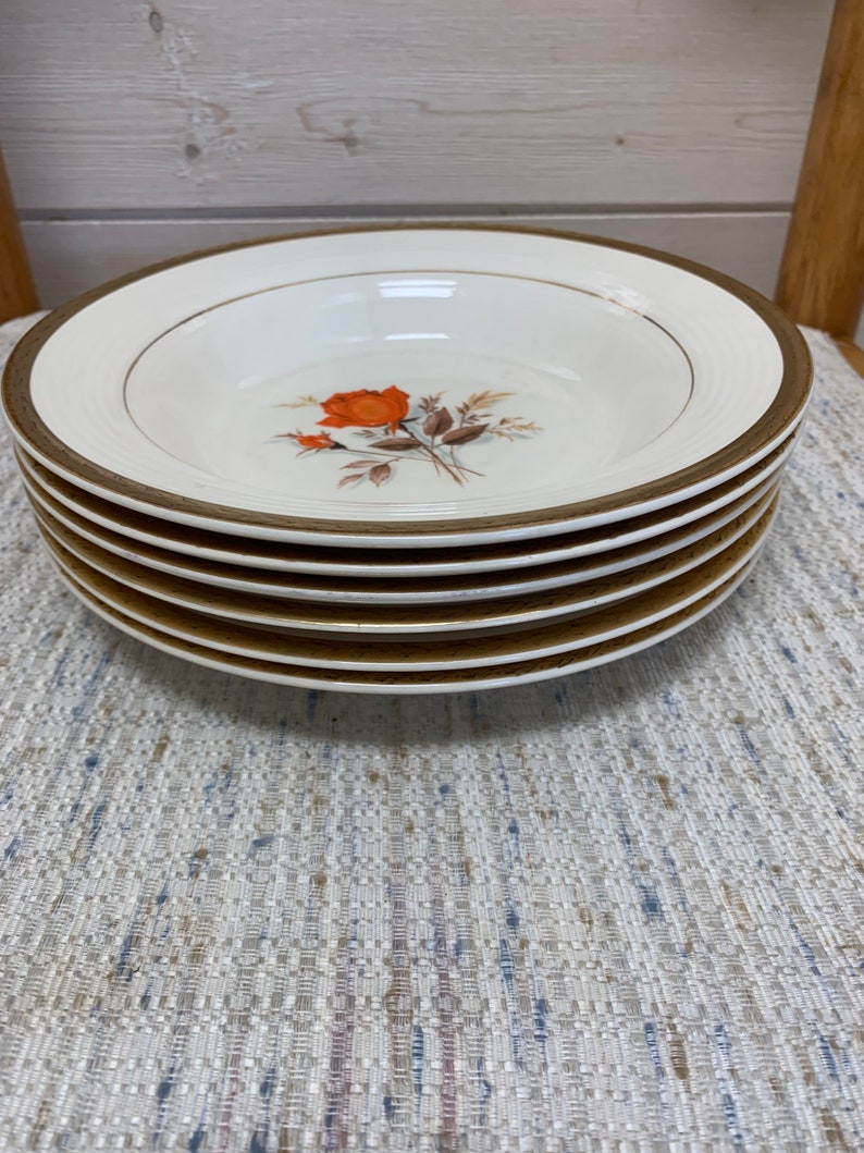 American Limoges Vermillion Rose Soup Bowls Etsy