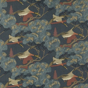 FABRIC - MULBERRY - Flying Ducks - Red Blue - Minimum Order 2 Yards