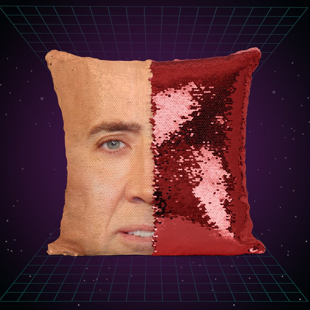 nicholas cage pillow sequin